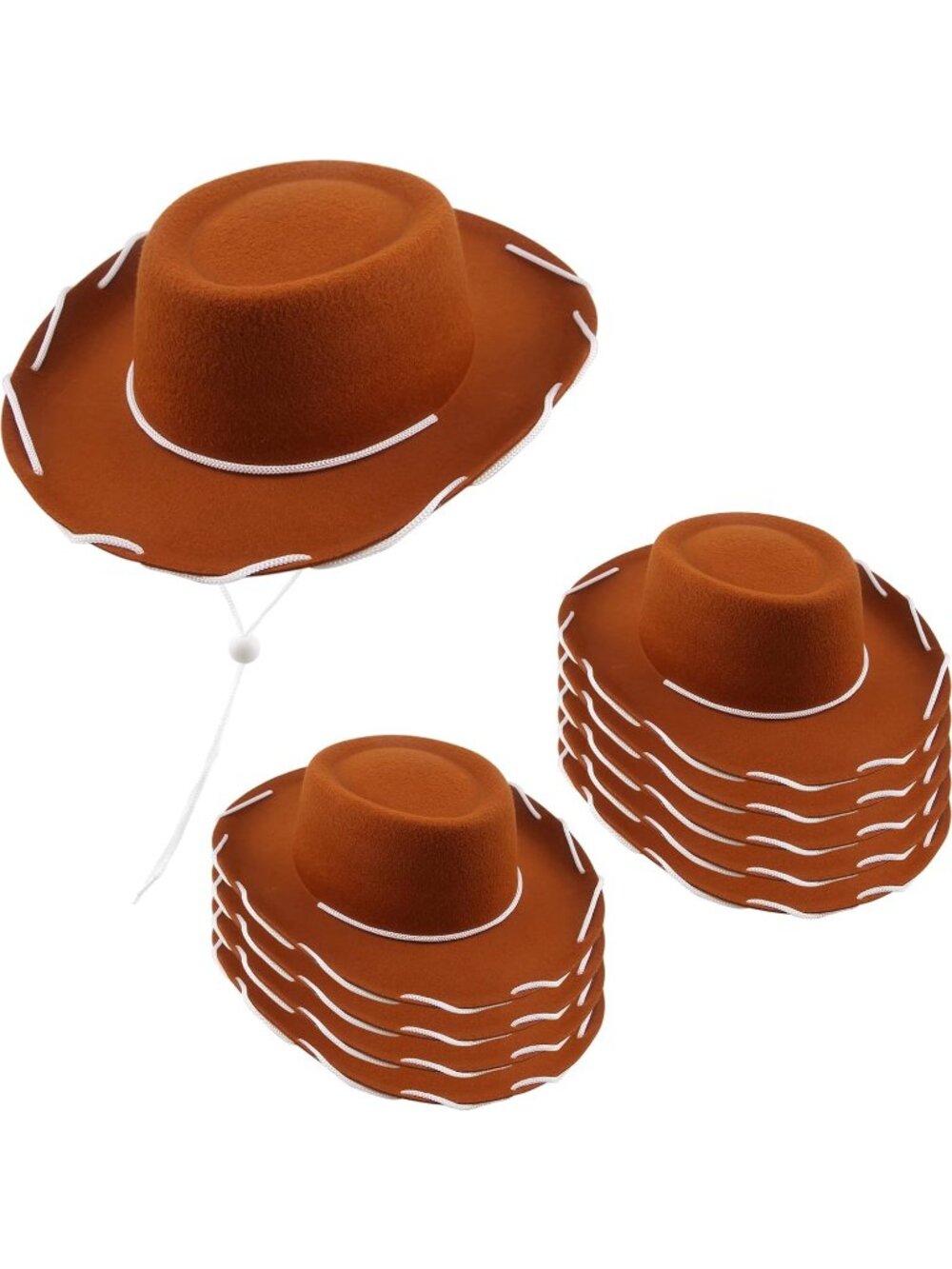 Kids Brown Classic Felt Western lightweight Cowgirl Cowboy Hats 10 Pack
